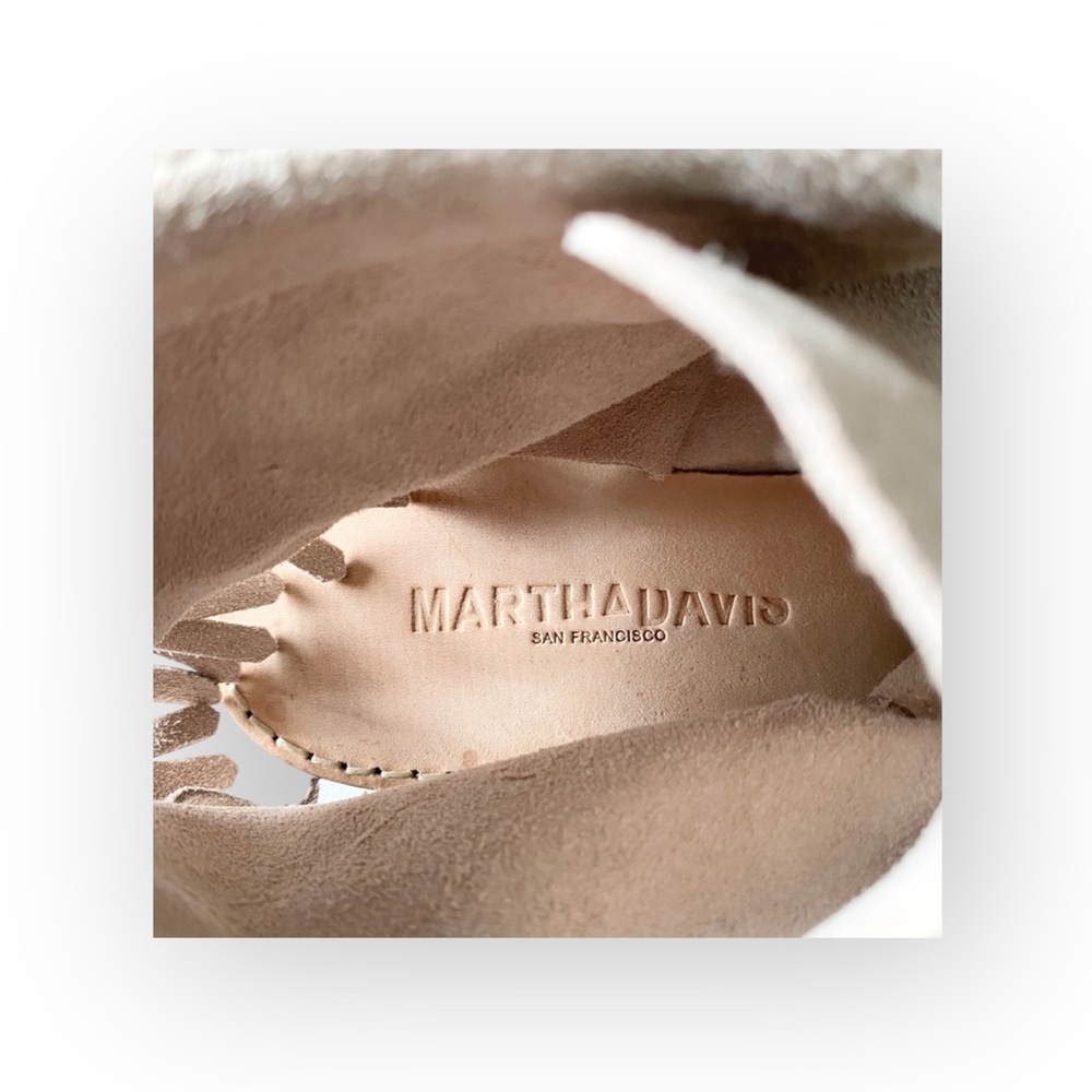Martha Davis ❃ Fringe Flat Open Toe + Heel Bootie Sandal ❃ Stone Suede ❃ 38 7.5M - Picture 2 of 16